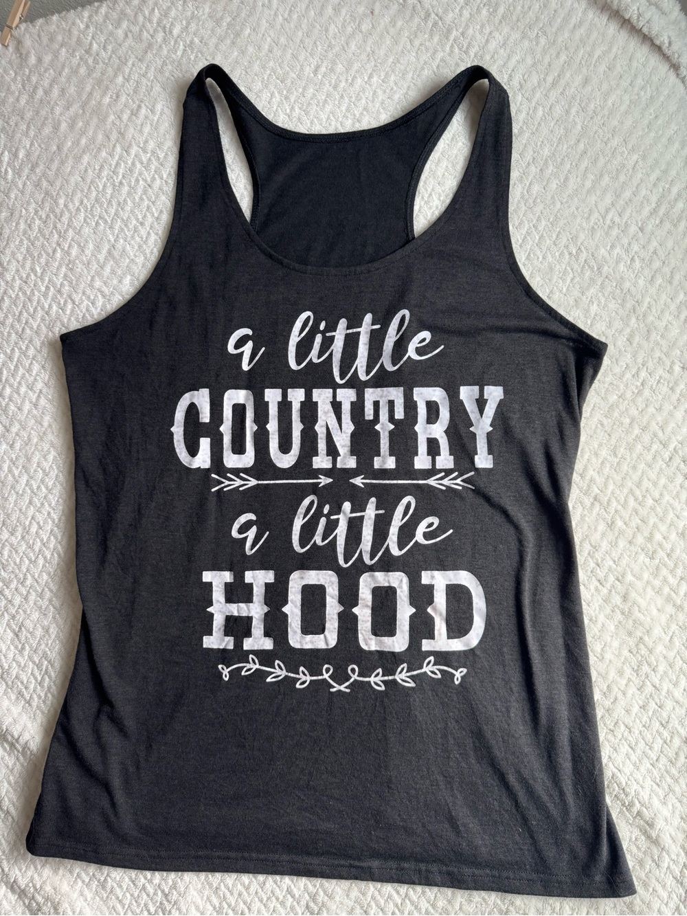 Black Graphic Racerback Tank - "a little COUNTRY a little HOOD"